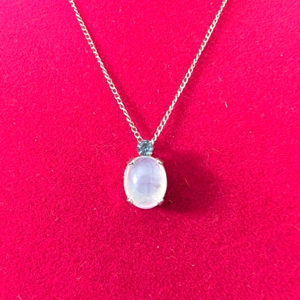 Vintage "Van Dell" Sterling Necklace, Moonstone Pendant, Mid Century, 1950